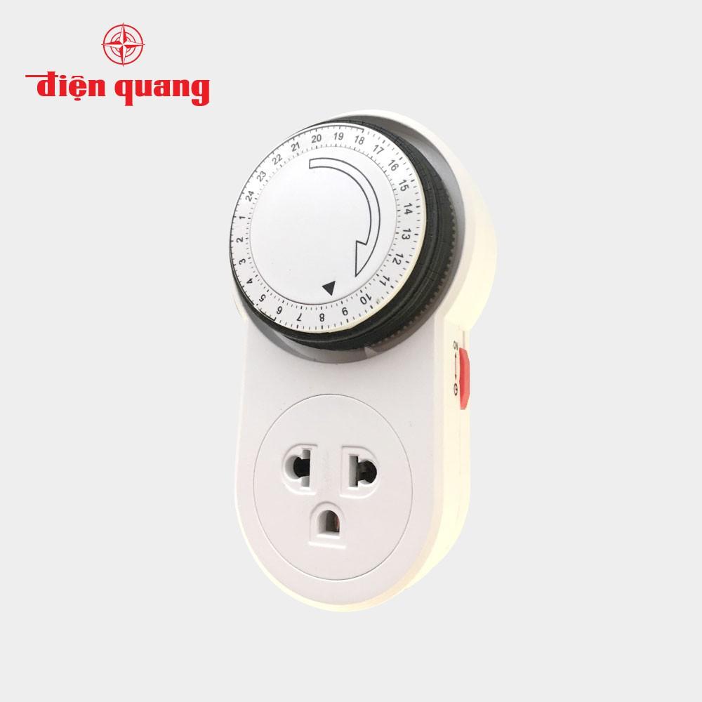 Ổ cắm hẹn giờ Điện Quang ĐQ ESK MT06 WBL 13 (Điều chỉnh cơ, 1 lỗ - 3 chấu, trắng – đen)