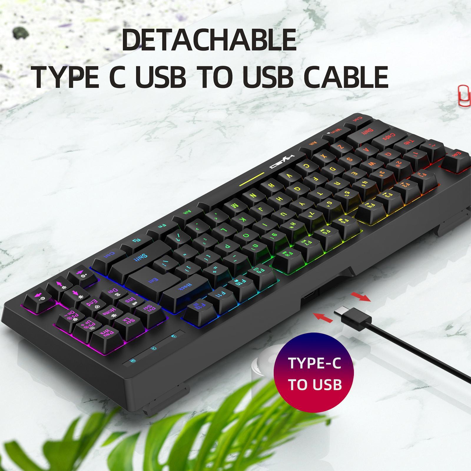 87 keys Wireless keyboard compact RGB Backlight Black