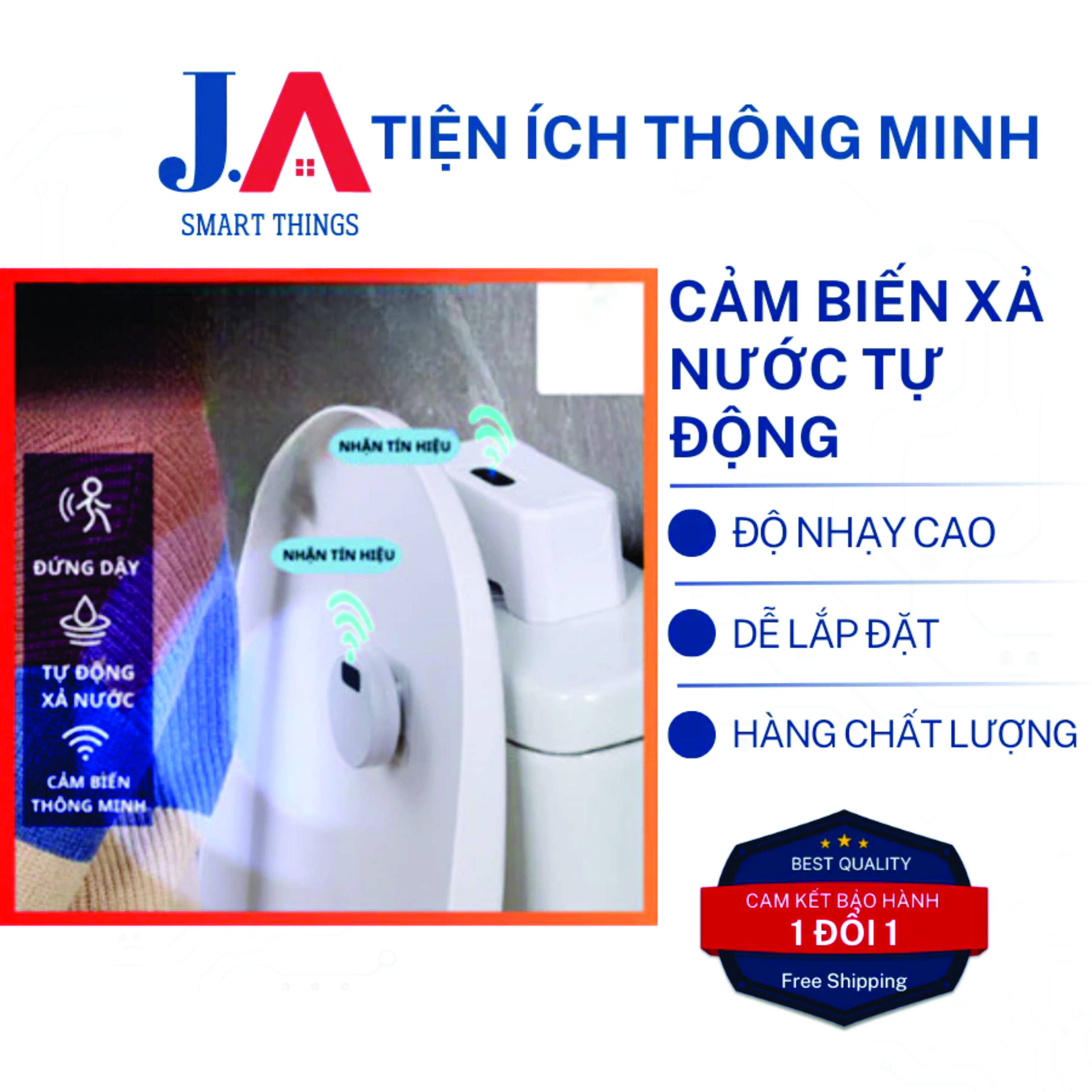 Bộ Xả Nước Bồn Cầu Cảm Biến AI Thông Minh Tự Động Nhấn Nút Giúp Nhà Vệ Sinh Luôn Sạch Sẽ, Gia Dụng Thông Minh