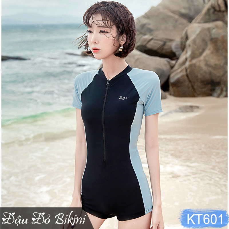 Đồ bơi nữ liền thân quần short áo cộc tay & dài tay, có kèm chân váy lẻ, áo sẵn đệm mút, dáng đùi trẻ trung khoẻ đẹp, giấu bụng tốt, có size to cho nữ đến 68kg   | KT601