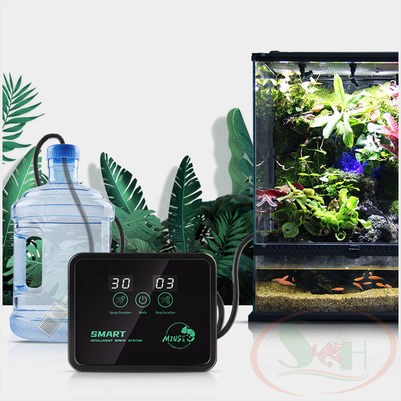 Bộ phun sương Mius Smart, Mini Rainforest Spray System hẹn giờ phun ẩm bể bán cạn tiểu cảnh bò sát hàng nhập khẩu