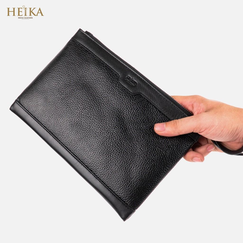 Ví Clutch Cầm Tay Nam Da Bò Thật thương hiệu Heika