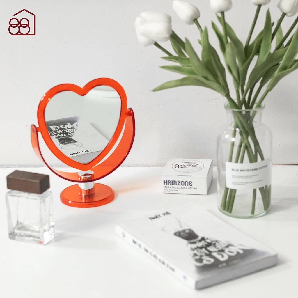 Gương Để Bàn Trang Điểm Hình Trái Tim Phong Cách Hàn Quốc Xinh Xắn