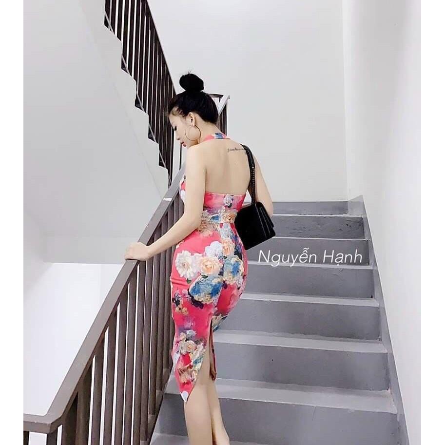Đầm Body Họa Tiết Cổ Yếm,Có Mút Ngực,Màu Sắc Nhã Nhặn Thật Sự Phù Hợp Để Tới Công Sở, Đi Làm Hoặc Đi Chơi,Free