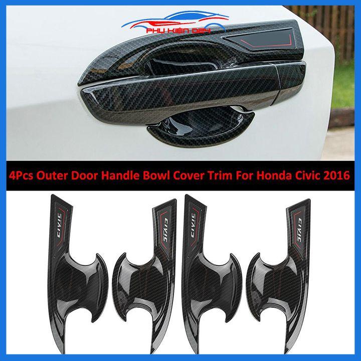 Ốp tay hõm Civic 2016-2017-2018-2019-2020 vân carbon, mạ crom chống trầy bảo vệ cửa xe ô tô