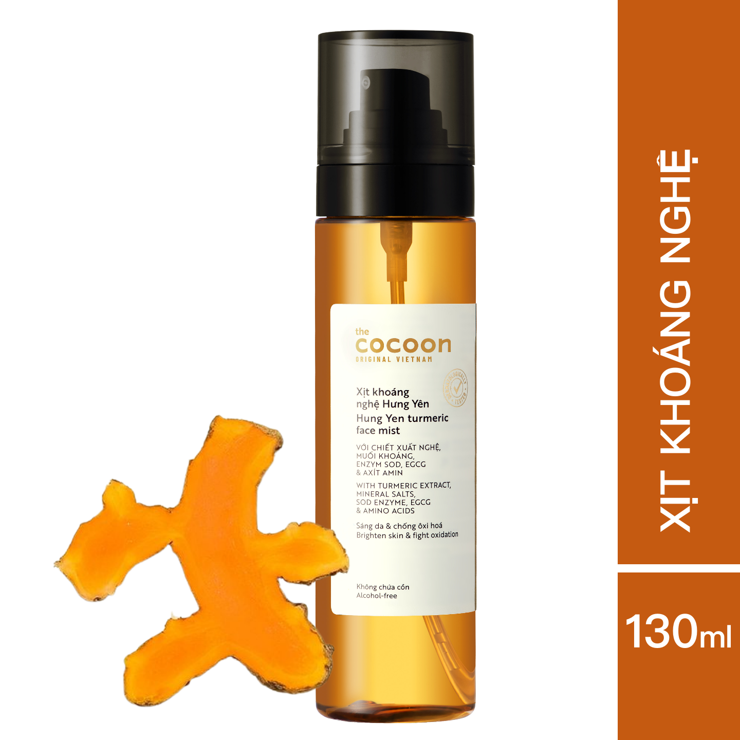 Xịt Khoáng Nghệ Hưng Yên Cocoon Turmeric Face Mist giúp sáng da và ngăn ngừa oxy hóa 130ml