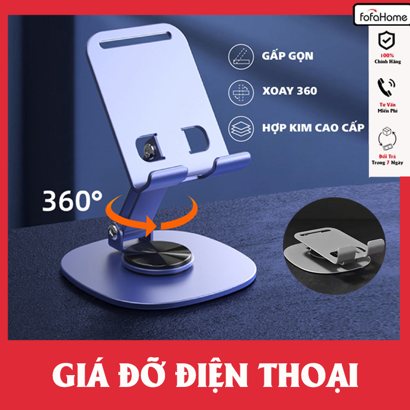 Giá Đỡ Điện Thoại Máy Tính Bảng Hợp Kim Nhôm Xoay 360 Độ, Kệ Để Điện Thoại Xem Phim Livestream Kiểu Dáng Công Nghệ, Gấp Gọn Tiện Lợi - Giao Màu Ngẫu Nhiên Hàng Nhập Khẩu