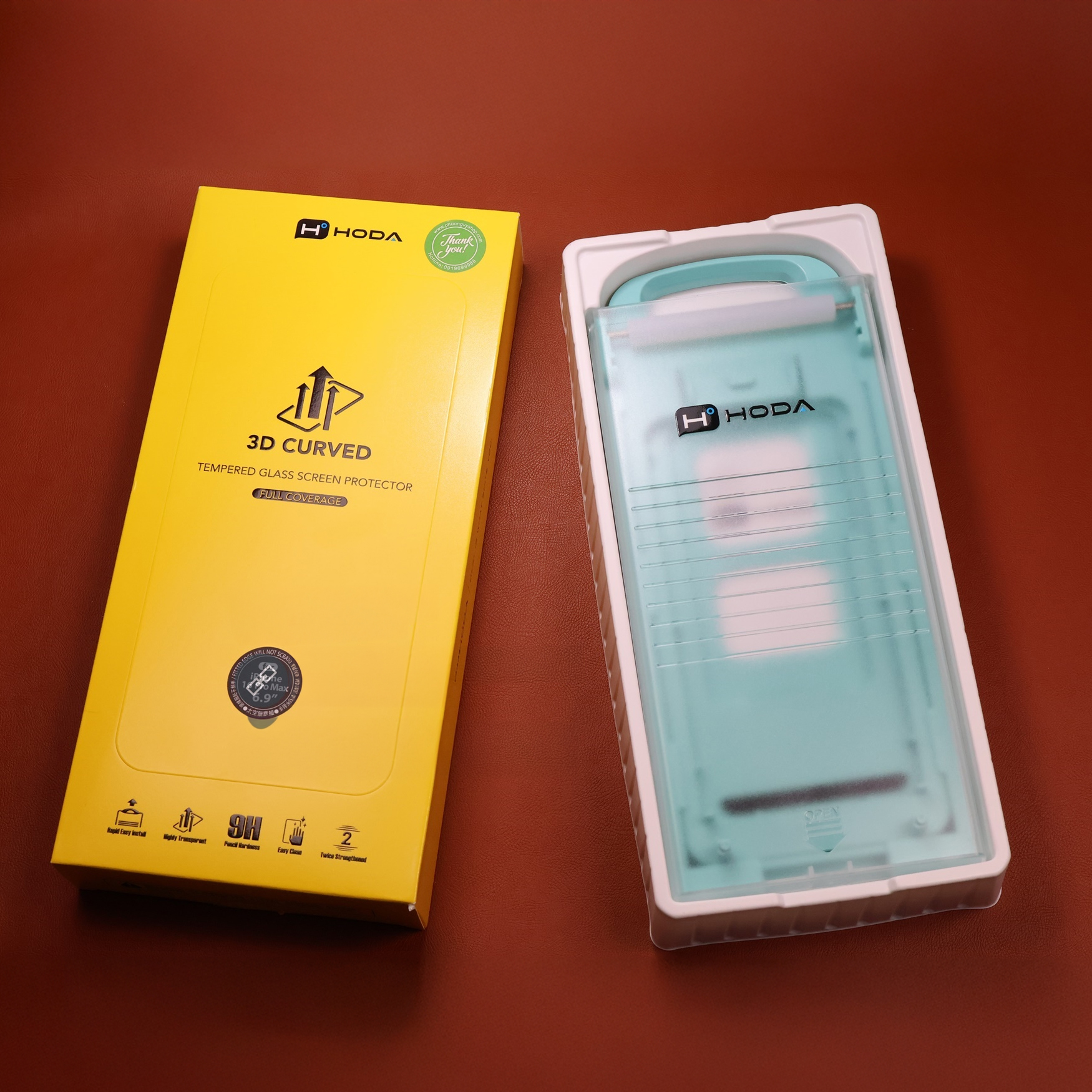 Kính cường lực viền siêu mỏng hiệu Hoda Curved 3D cho iPhone 16 Pro Max iP 15 Pro Max 16 Plus 15 Plus -Không lẹm viền, Phủ Nano, vát cạnh 3D, độ cứng 9H - Hàng nhập khẩu