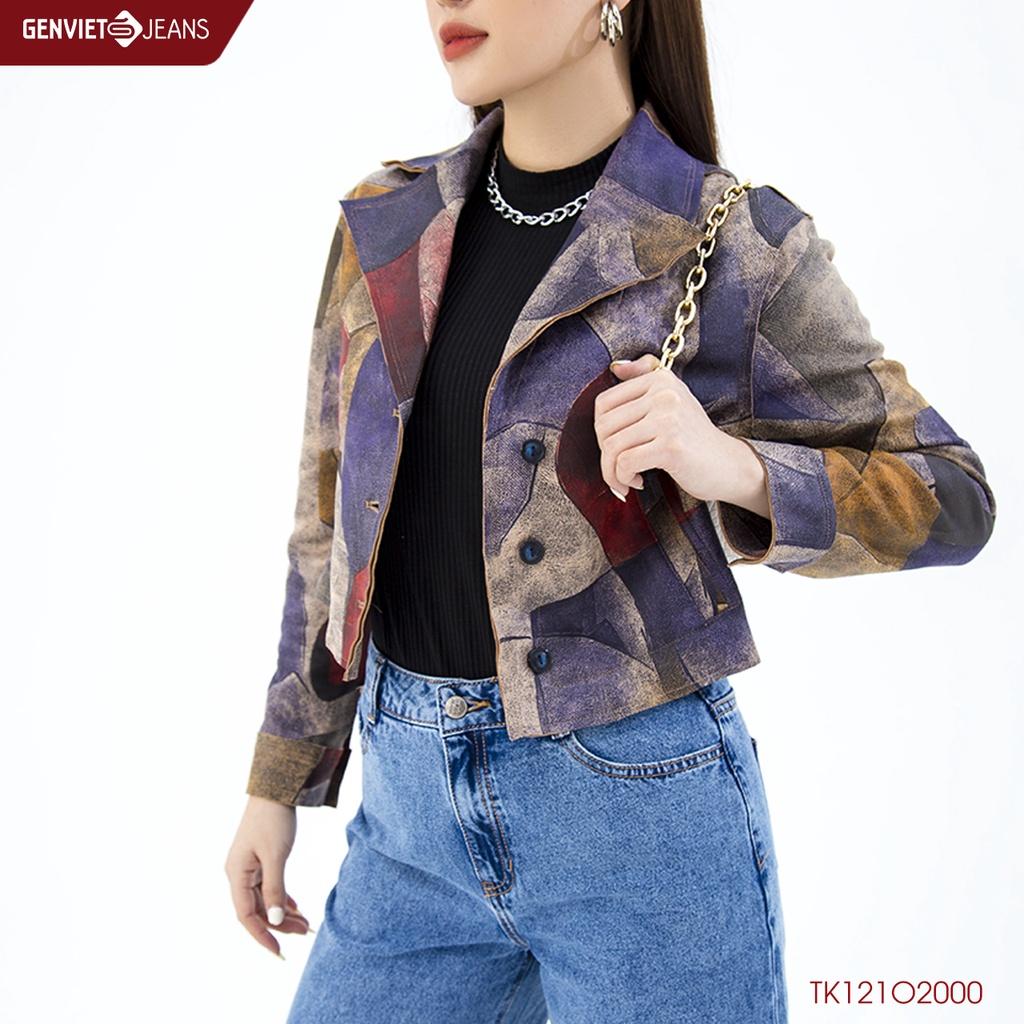 Áo Khoác Nữ Da Lộn Họa Tiết GENVIET TK121O2000