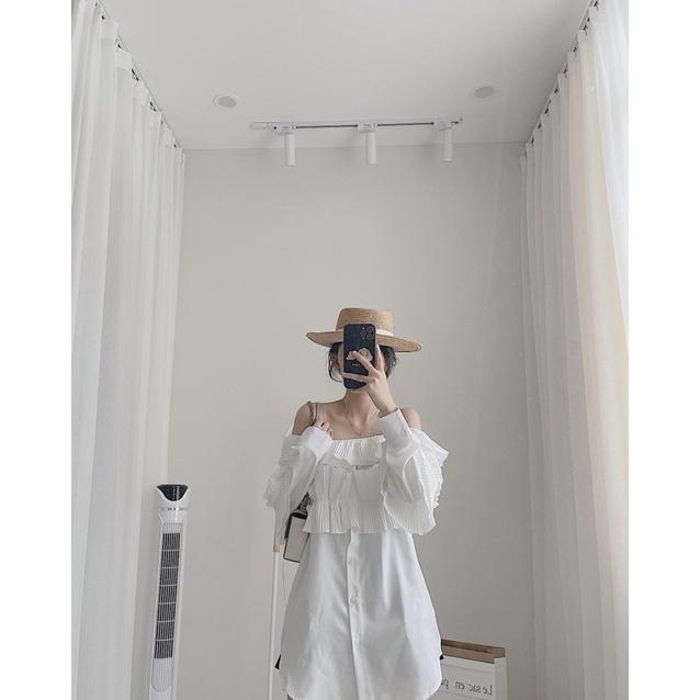 Áo sơ mi trễ vai bèo siêu hot