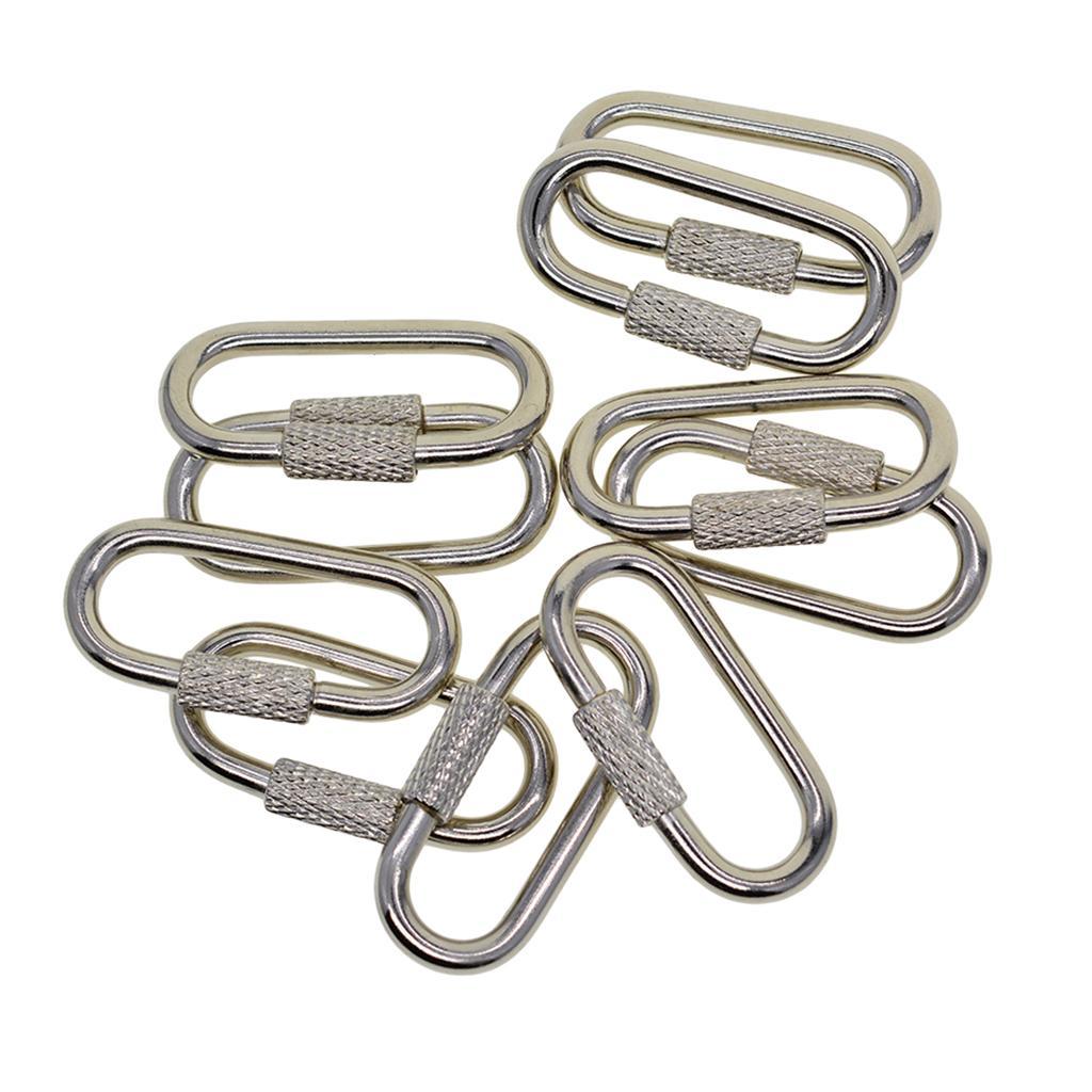 10Pcs Outdoor Climbing Carabiner Stainless Steel Hook,Camping Sport