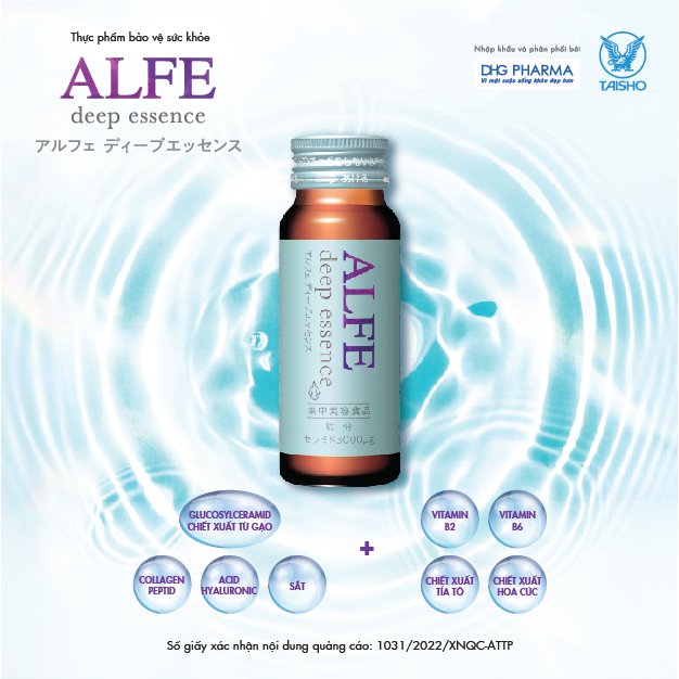 Collagen uống ALFE Deep Essence tăng cường độ ẩm và độ đàn hồi cho da Hộp 10 chai x 50ml - Chính hãng DHG Pharma