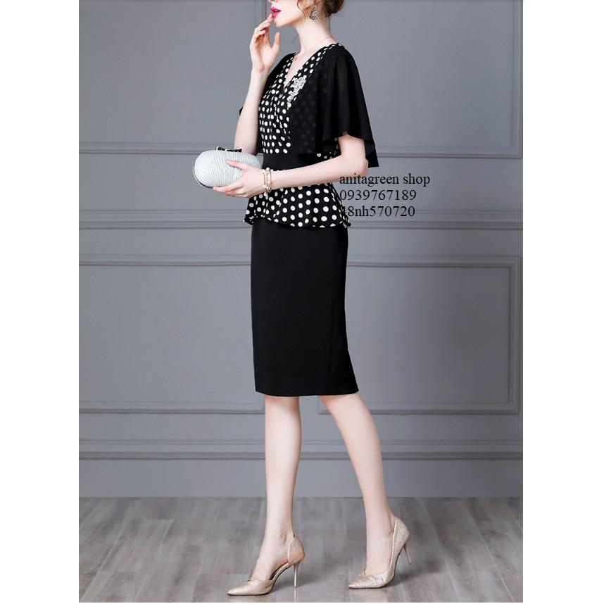 Nh570720-ĐẦM BODY PEPLUM CHẤM BI