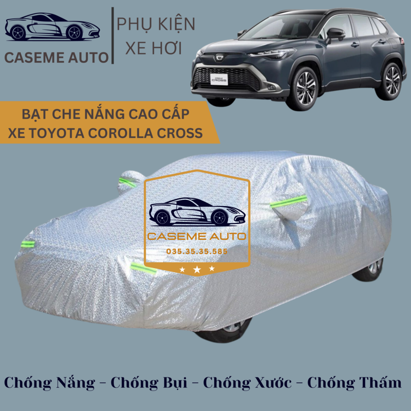 [TOYOTA COROLLA CROSS] Bạt phủ xe ô tô tráng nhôm cao cấp dành cho xe TOYOTA COROLLA CROSS , 3 lớp chống nóng, chống thấm, chống bụi - Hàng Chính Hãng