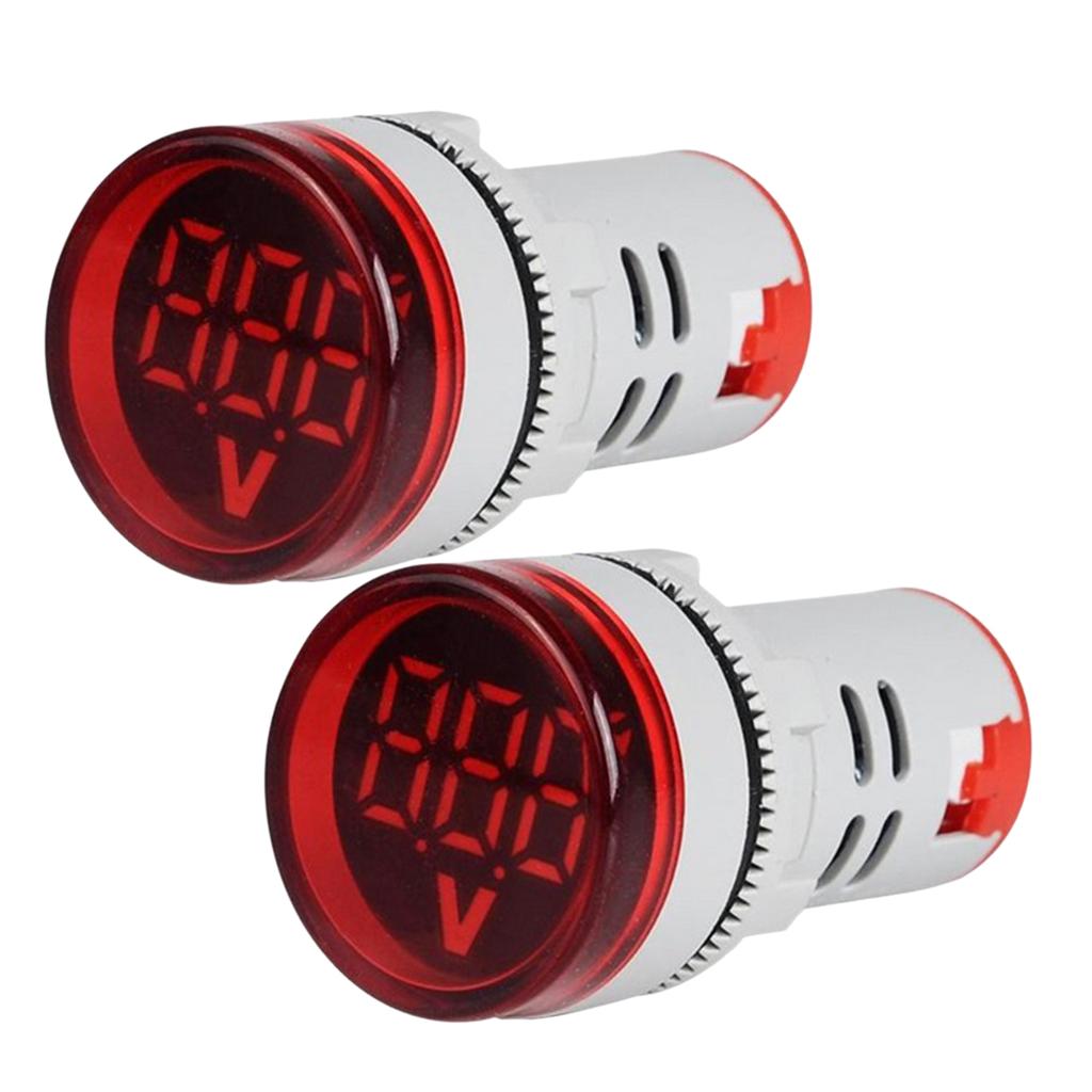 Lots 2 Plastic DIY Mini Voltmeter Round Voltage Meter LED Indicator Light Red