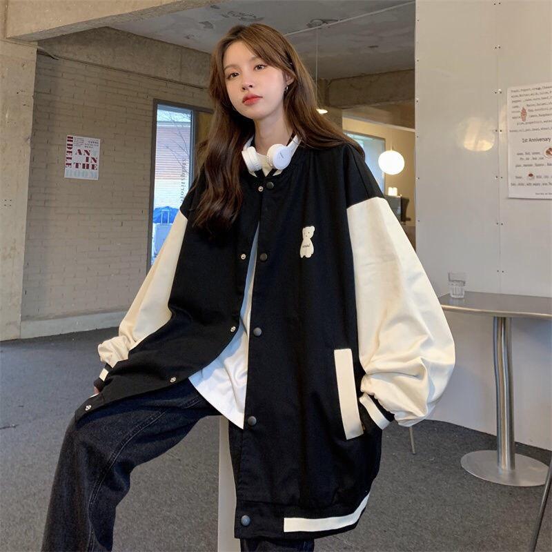 Áo Varsity Nam Nữ Hình Gấu - Chất Nỉ ngoại dày - Phong cách Hàn Quốc phù hợp khi đi chơi đi học