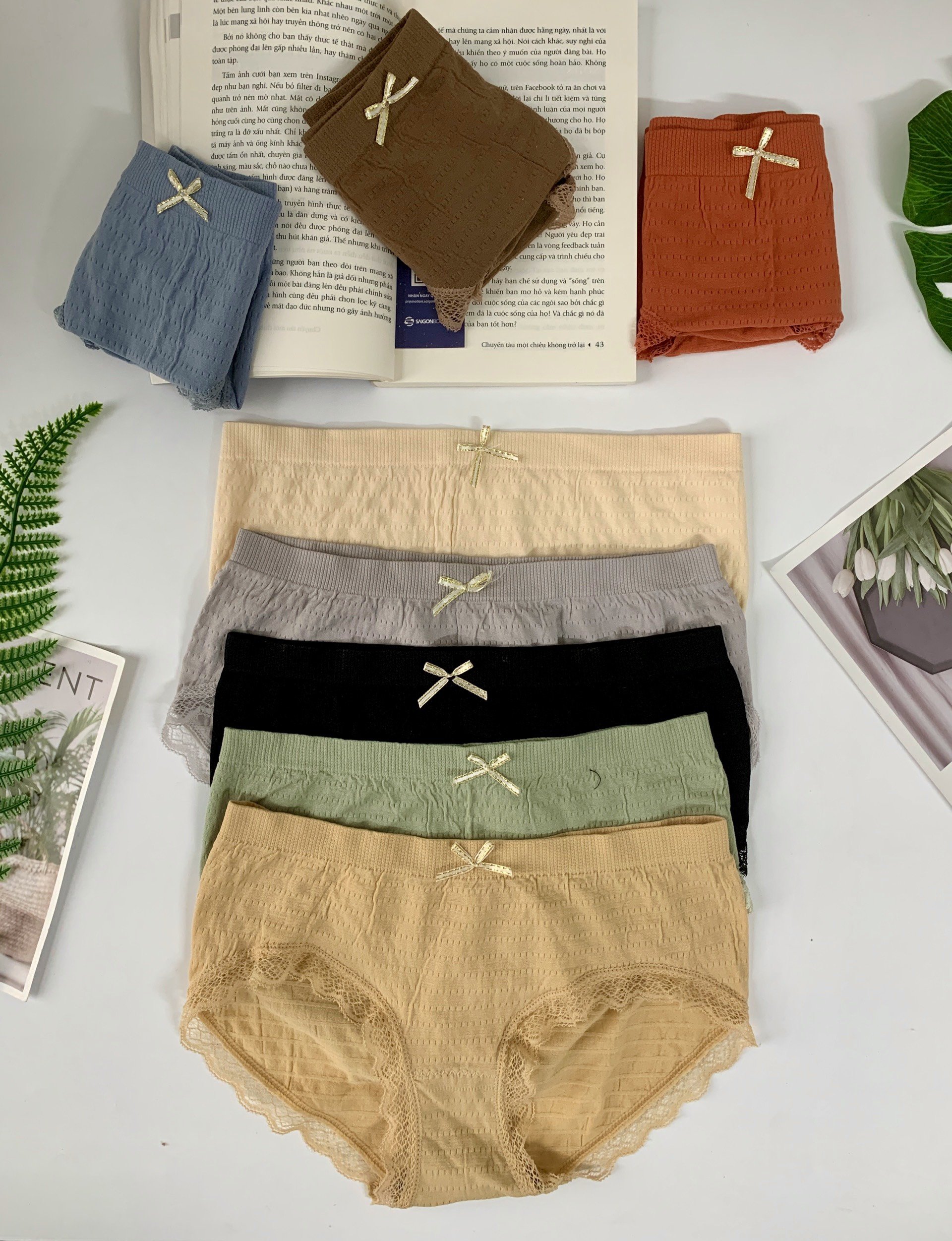 Quần lót nữ nhăn chất Cotton co giãn thấm mồ hôi