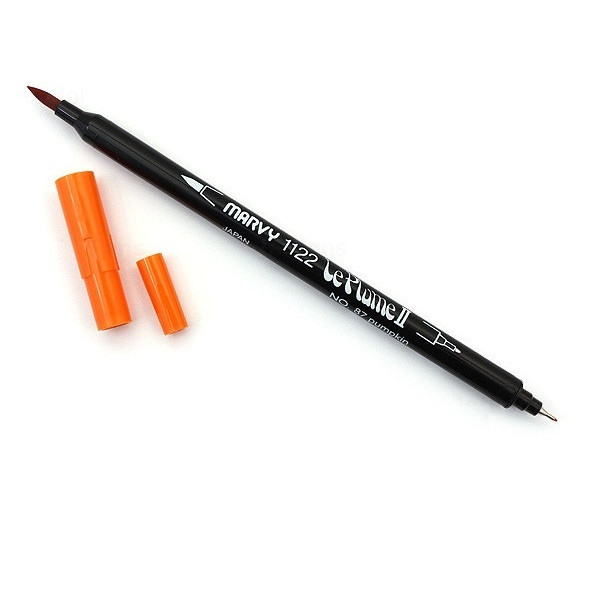 Bút lông hai đầu màu nước Marvy LePlume II 1122 - Brush/ Extra fine tip - Pumpkin (87)