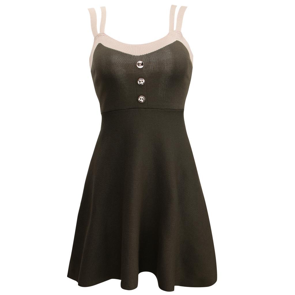 Women's Slim Fit Elegant Spaghetti Straps Sleeveless Knitted Mini Short Dress