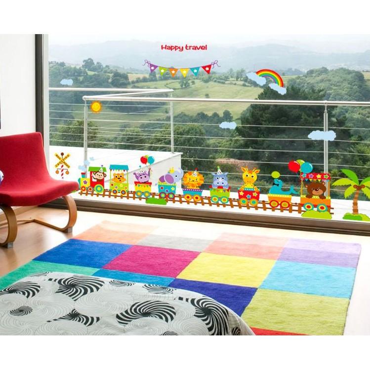 Decal trang trí tường Xe Lửa cùng thú vui nhộn Happy Travel