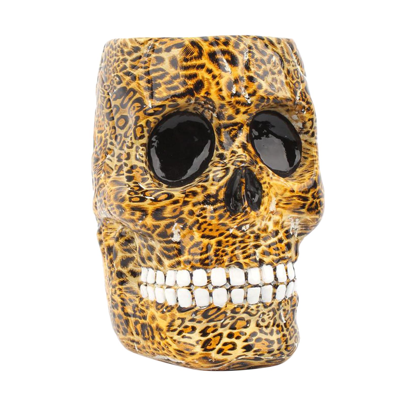 Skull Desk Organizer Pencil Holder Cosmetic Makeup Brushes Display Rack A