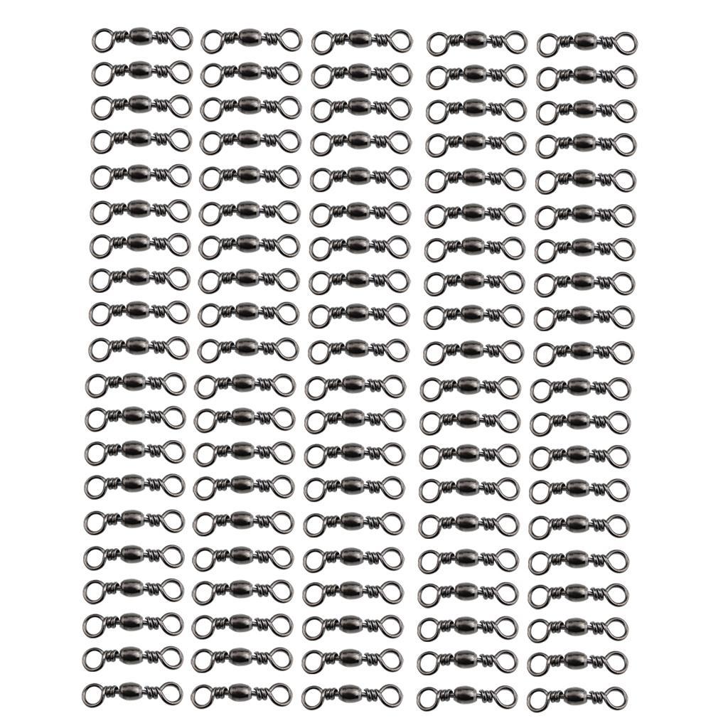 100pcs Rolling Barrel Swivel, Metal Ball Bearing Swivels Connector with Solid Rings