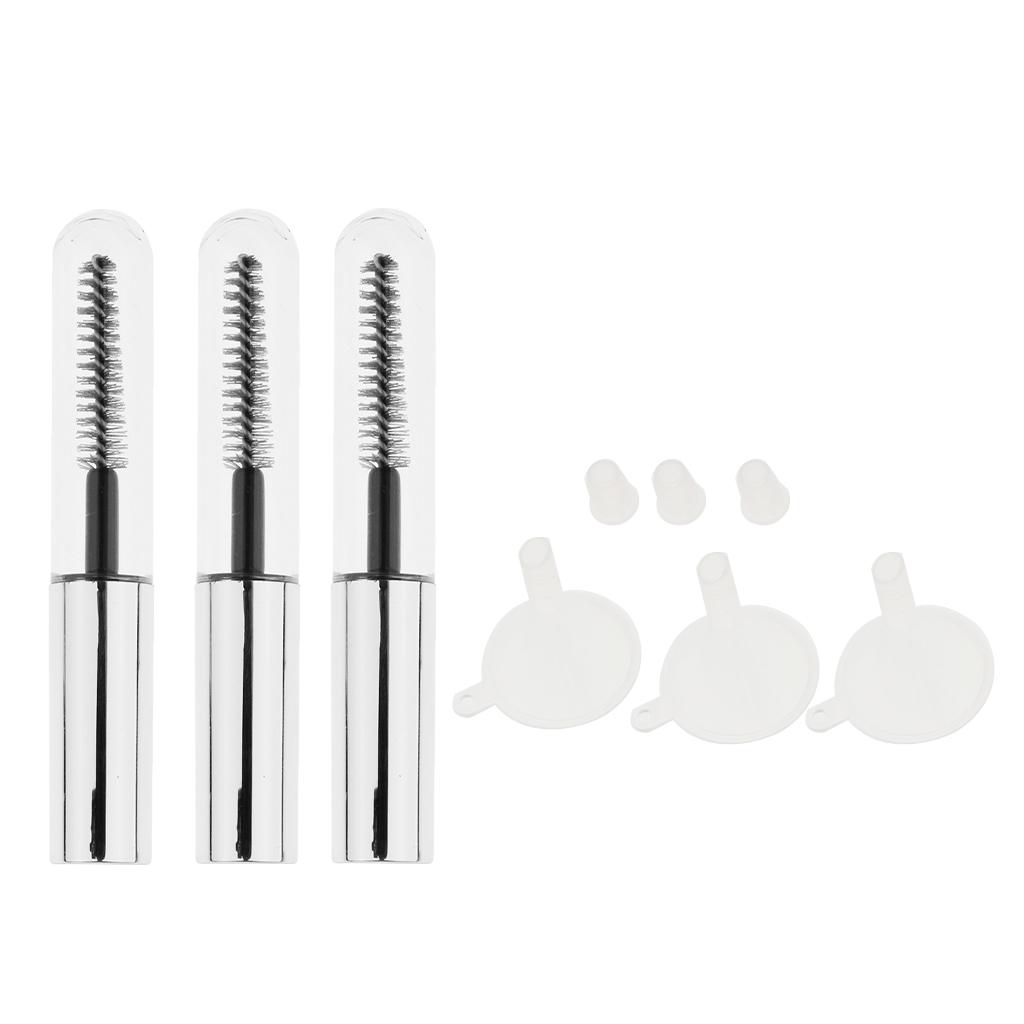 3X4 Ml Trang Điểm Trống Mascara Ống Tròn Với Lông Mi Cây Đũa Phép 3 Phễu Hút Bộ