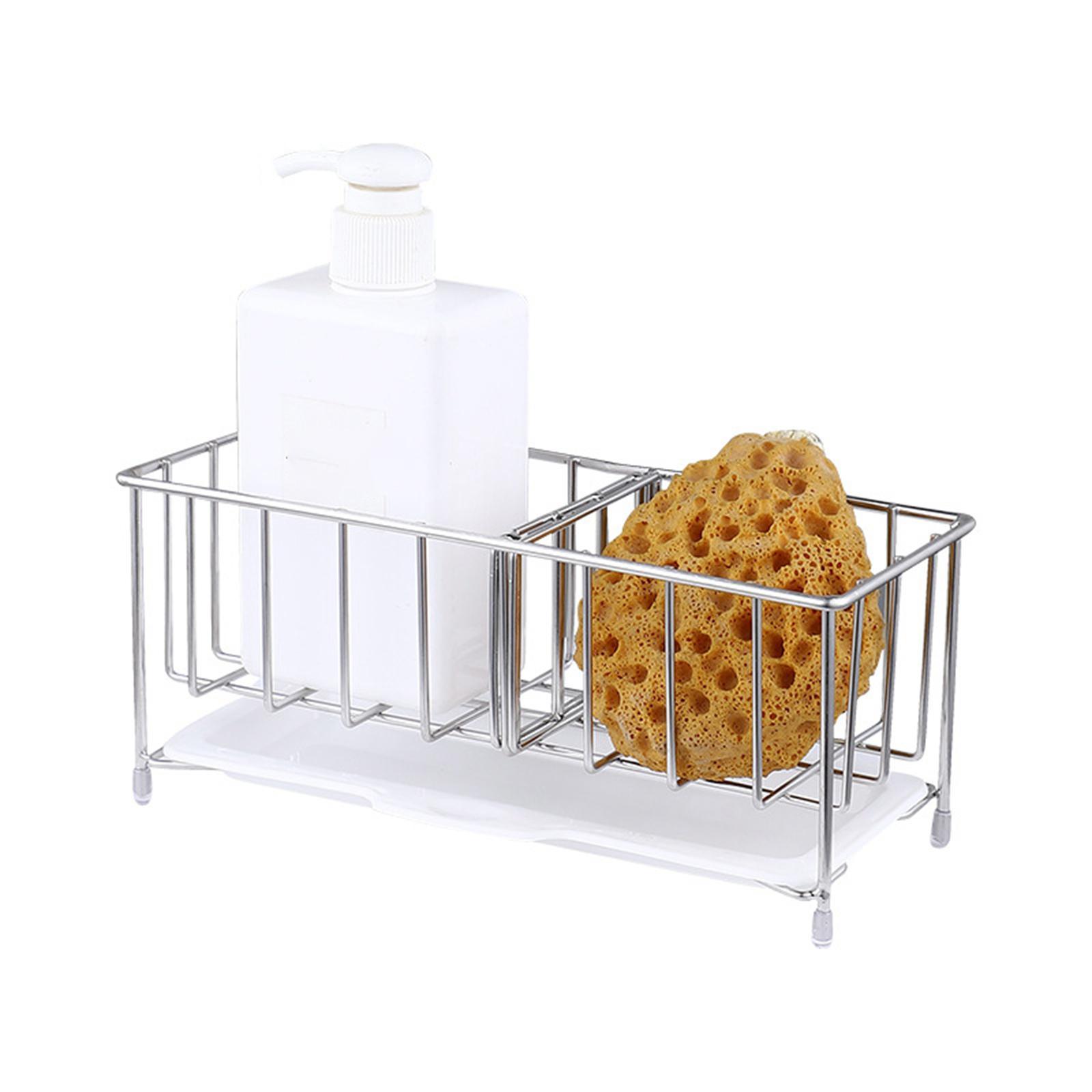 Kitchen Sponge Holder Drainer Basket Brush Soap Holder Caddy Organizer