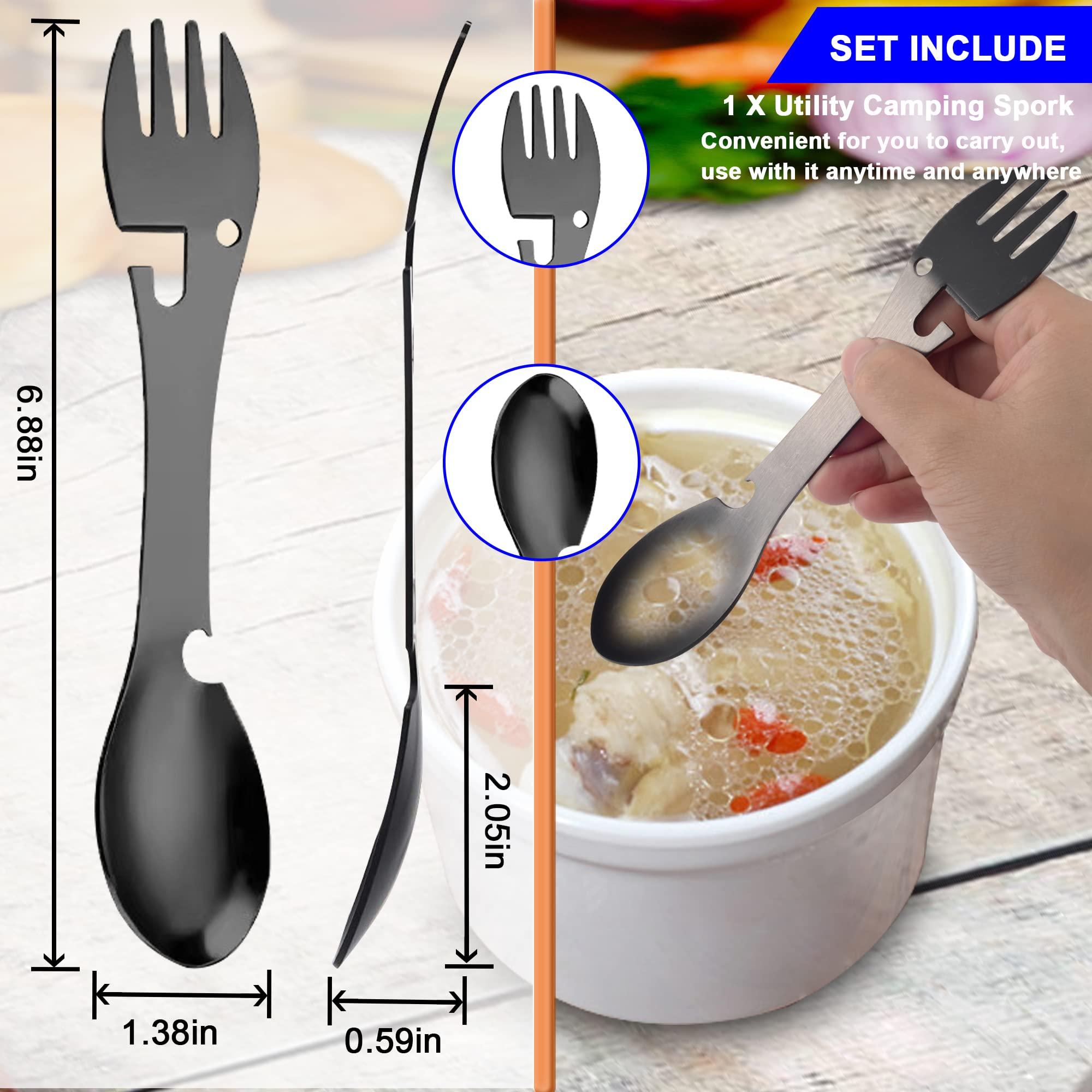 4 miếng 5 trong 1 Thép không gỉ Cắm trại dao kéo Multifespt