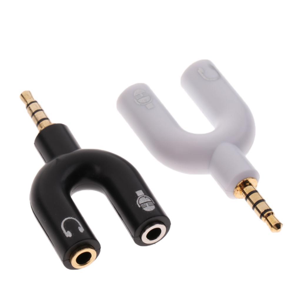 2Pcs 3.5mm Male Plug to 3.5mm Female Stereo Audio  Splitter Converter