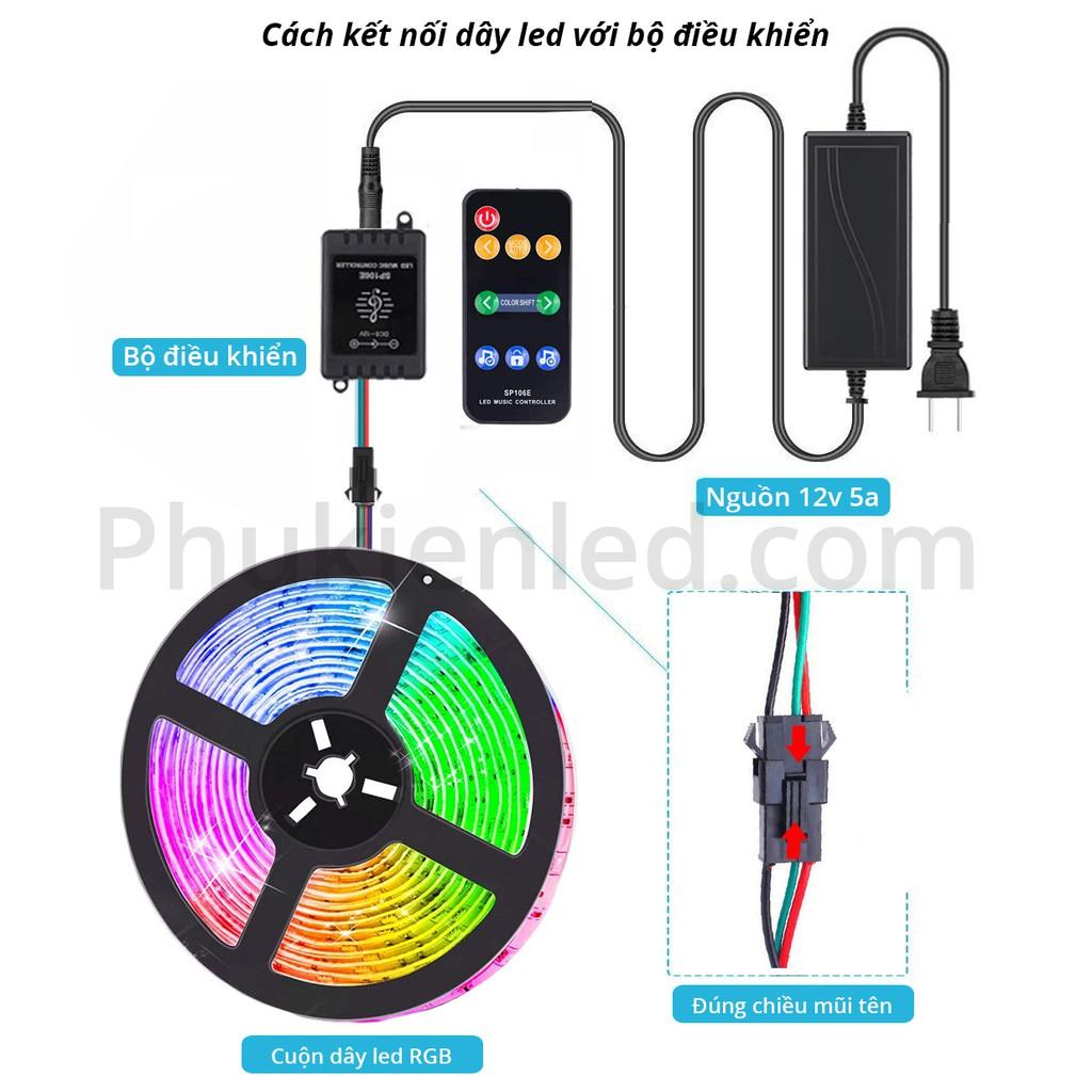 COMBO Led dây dán Full Color nháy theo nhạc có remote điều khiển từ xa - Chế độ nháy theo nhạc hoặc chạy hiệu ứng riêng
