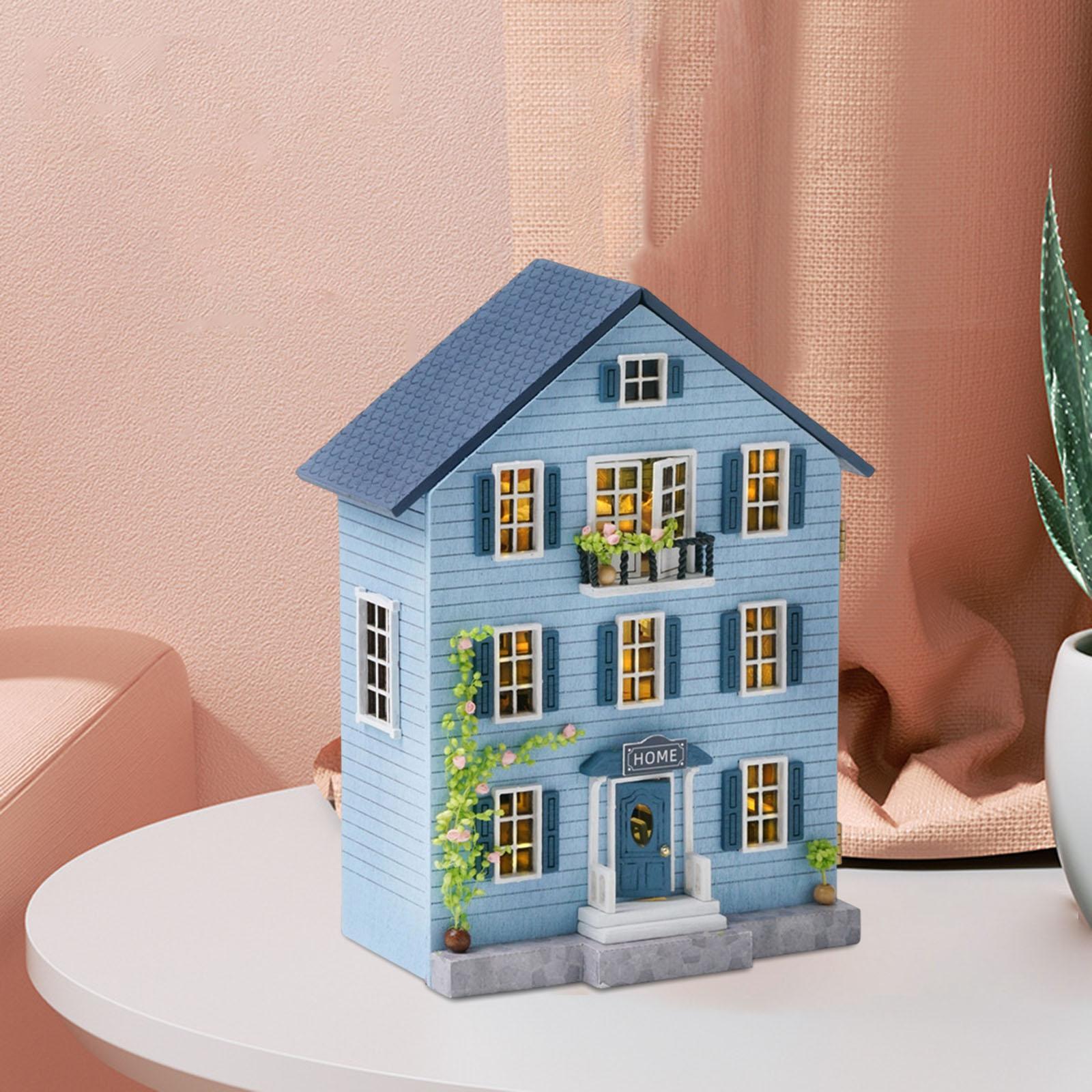 2pcs Miniature Wooden Dollhouse DIY Kit 3d Wooden Puzzle Valentine's Gift