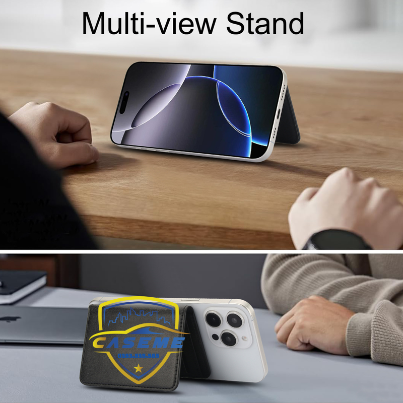 Ví Caseme Mag Safe chặn RFID da PU cao cấp có chân đỡ cho điện thoại - Hàng Chính Hãng