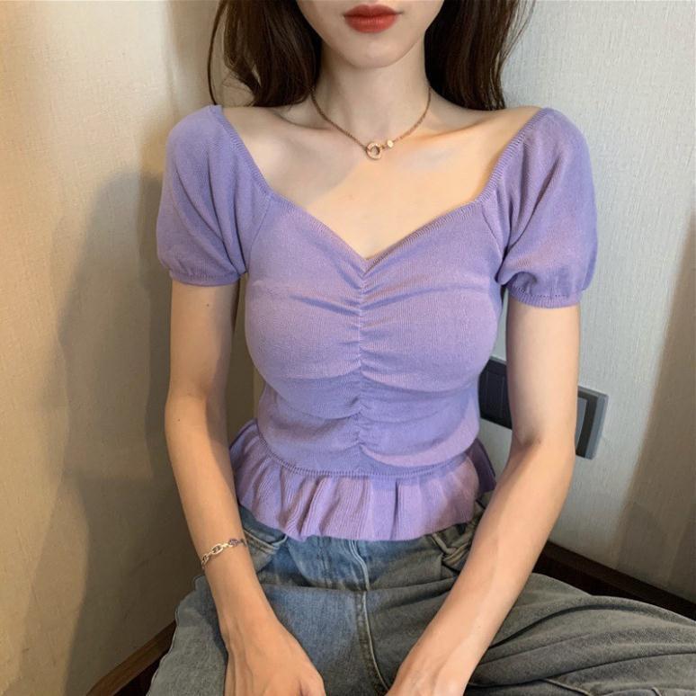 ÁO LEN CỔ V VẠT XÒE