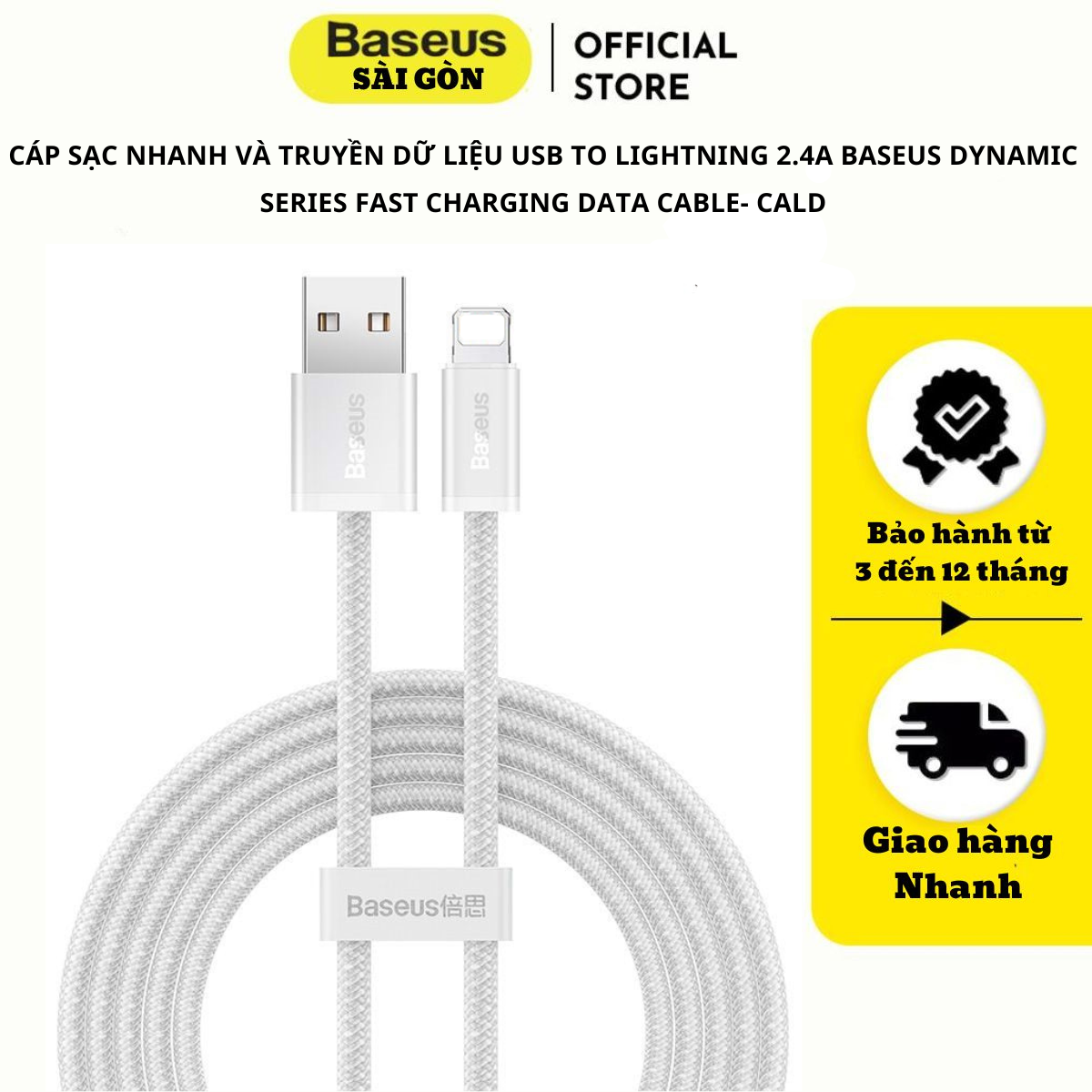 Cáp sạc nhanh và truyền dữ liệu Usb to Light-ning 2.4A Baseus Dynamic Series Fast Charging Data Cable- CALD- Hàng chính hãng