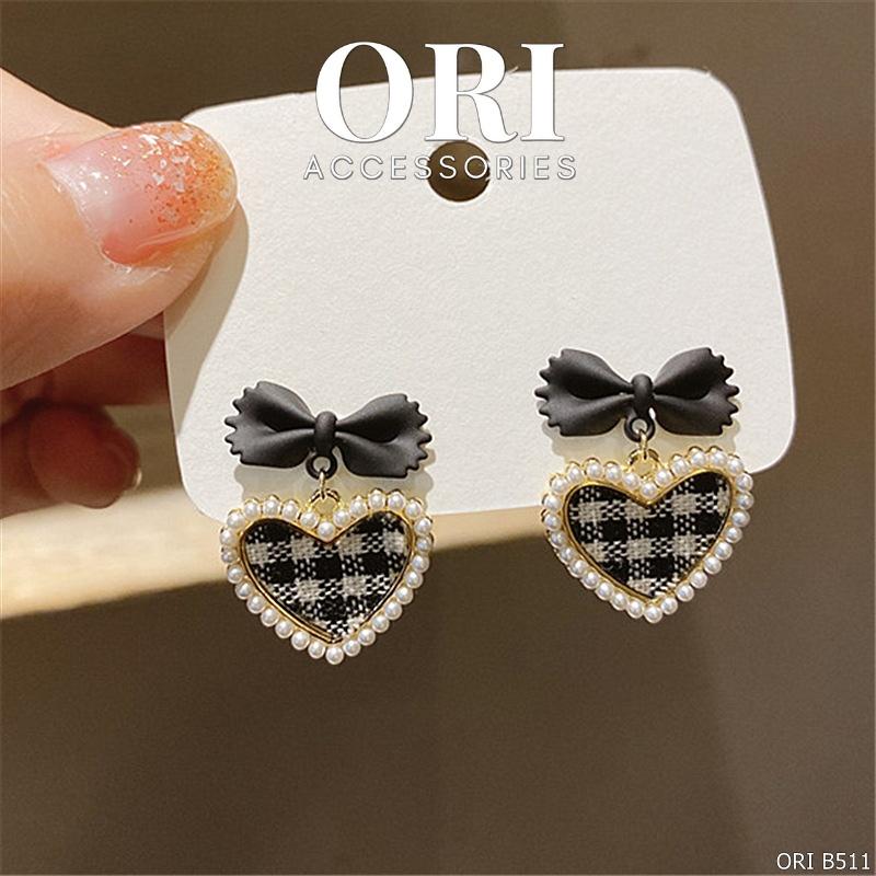 Bông tai nữ trái tim nơ Alida xinh xắn thời trang ORI ACCESSORIES B511