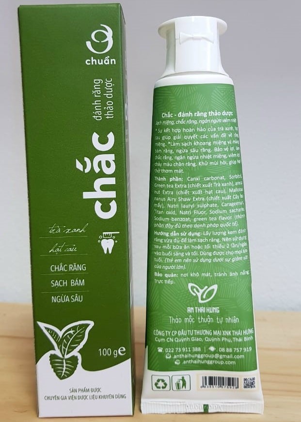 Kem đánh răng thảo dược Ơ Chuẩn chắc An Thái Hưng 100g - Trắng Răng Sạch Miệng Hết Mảng Bám Ngừa Sâu Răng khử mùi hôi