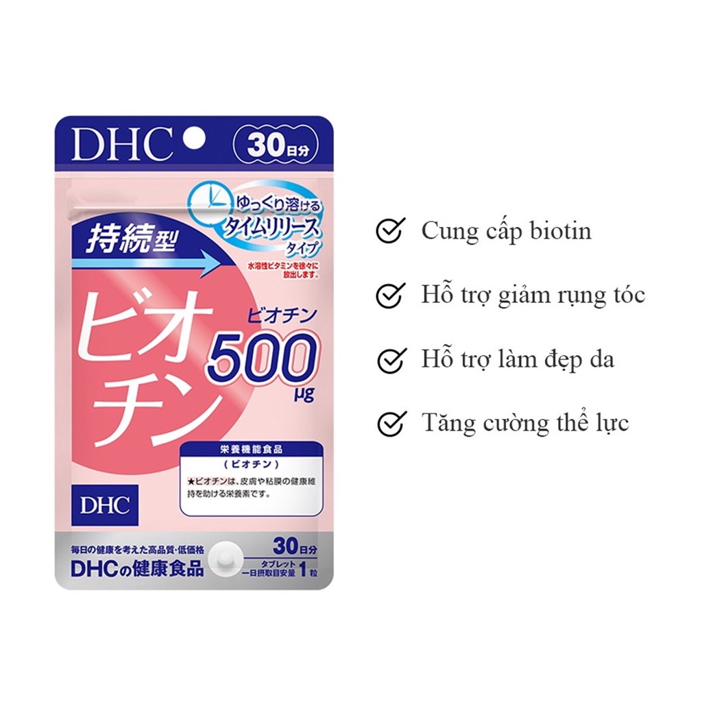 Viên Uống DHC Biotin Ngăn Rụng Tóc Sustained Release Biotin 30 Ngày