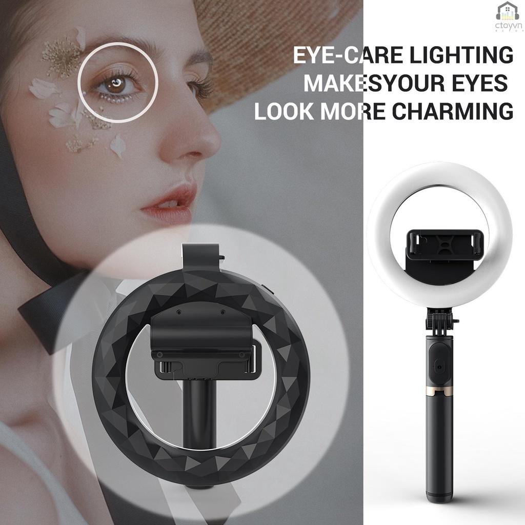 Gậy tự sướng ba chân 4 khớp nối dài 6 inch với vòng đèn lớn có thể điều chỉnh 9 mức độ sáng tùy chỉnh đa năng có thể tháo rời