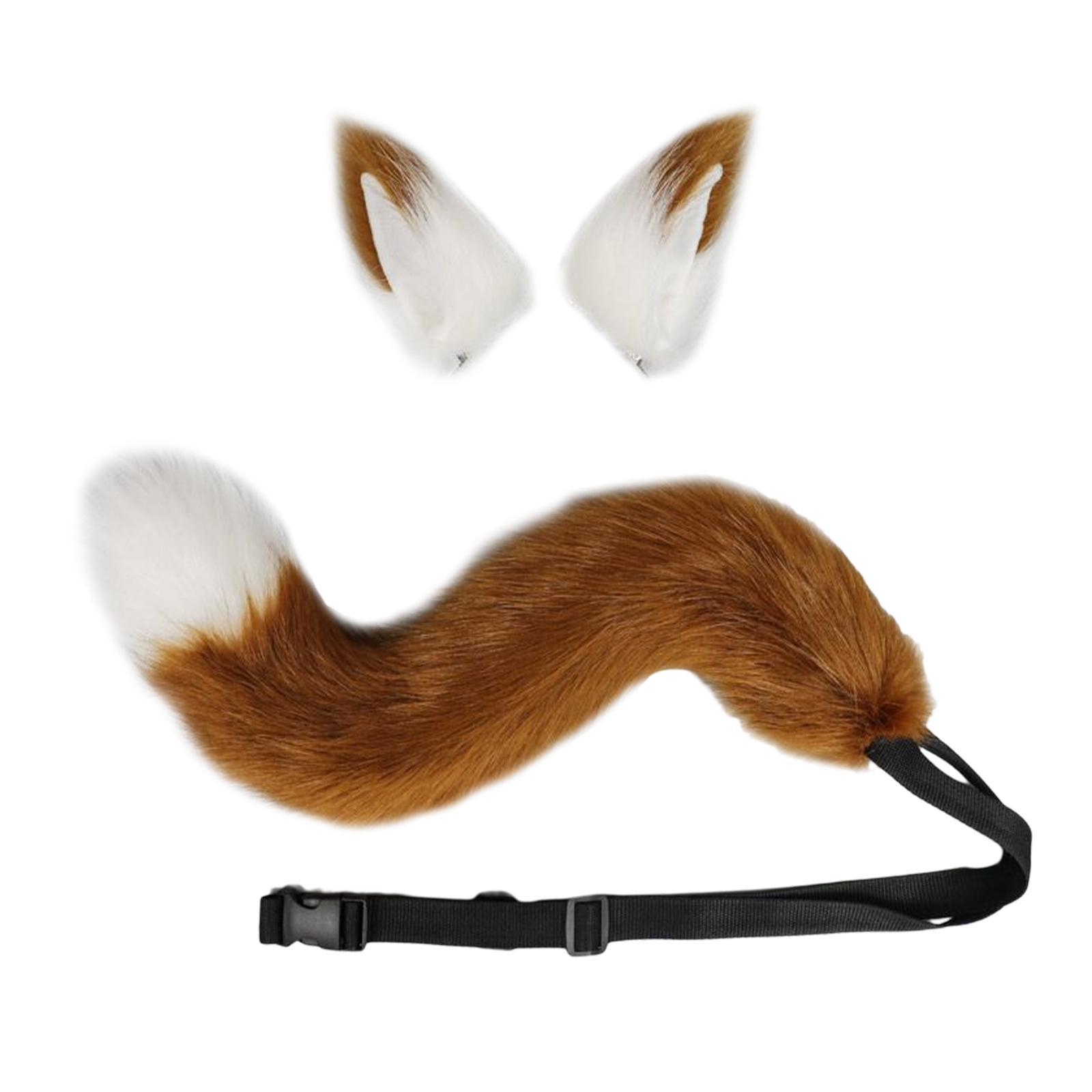 2Pcs Faux Wolf Ears Tail Cosplay Set for Party Decor