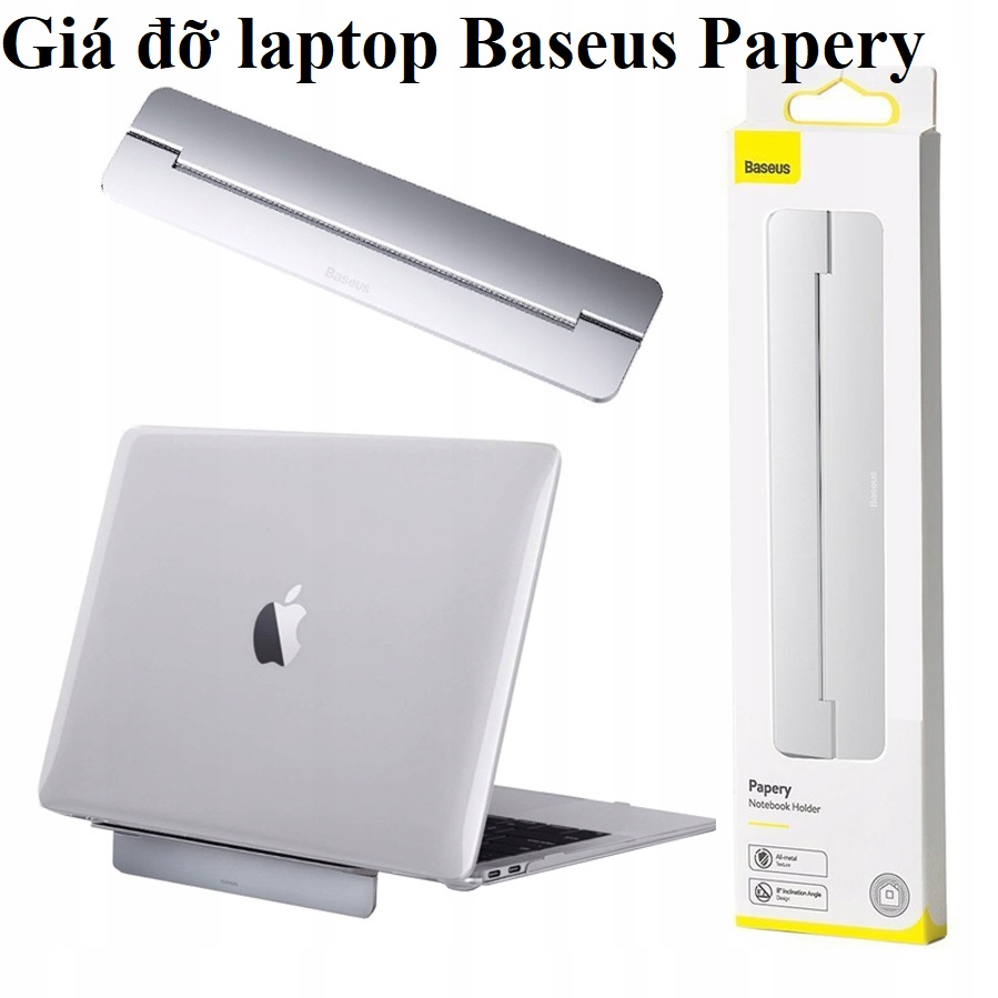 Giá đỡ laptop hỗ trợ tản nhiệt dạng xếp dán thân máy Baseus Papery SUZC-0G _Hàng chính hãng