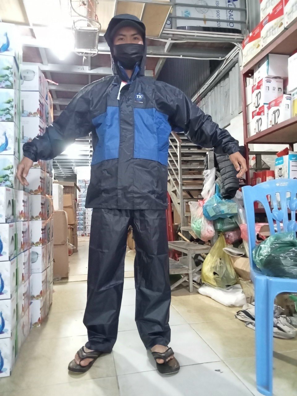 Bộ quần áo mưa phản quang vải chống thấm cao cấp