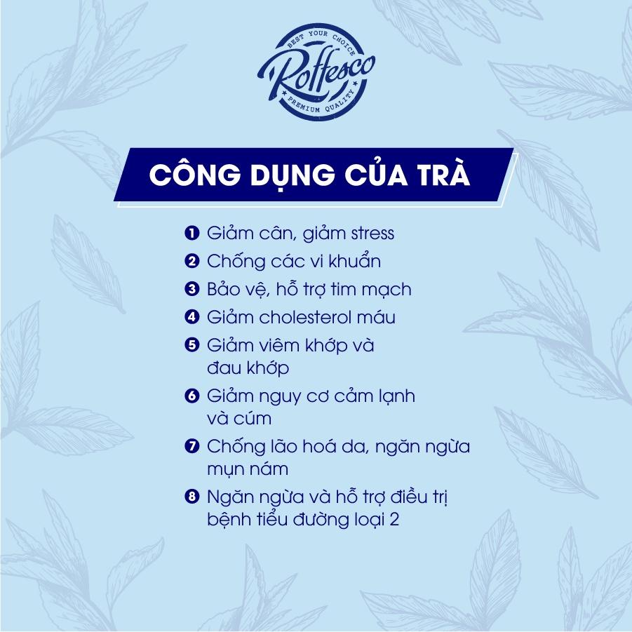 Trà Xanh Lài Cao Cấp ROFFESCO PREMIUM JASMINE TEA Vị Đậm Đà Đặc Trưng Từ Hoa Lài Tươi Nguyên Chất Gói Nhỏ 100g