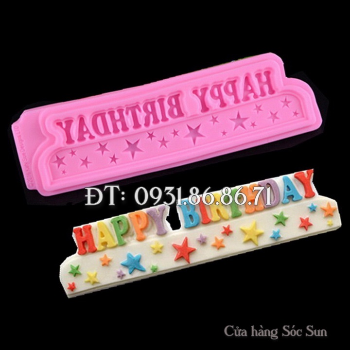 Khuôn silicon chúc mừng sinh nhật Happy Birthday - Mã số 1192