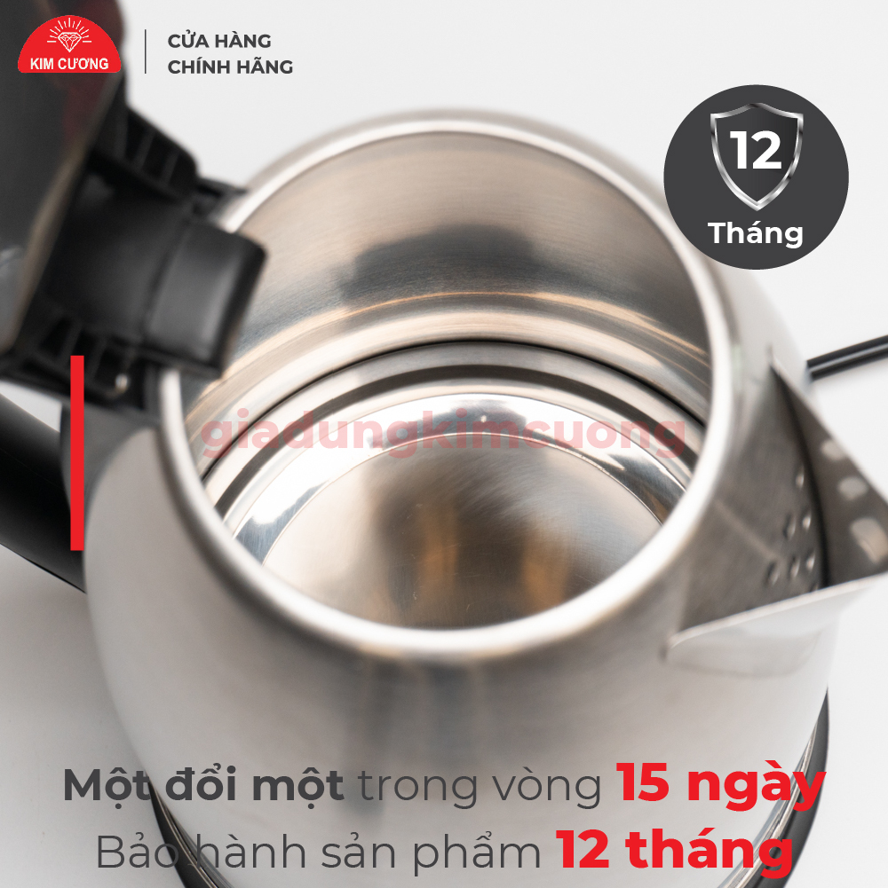 Ấm Đun Siêu Tốc Inox 2.2 Lít Kim Cương - Hàng Chính Hãng