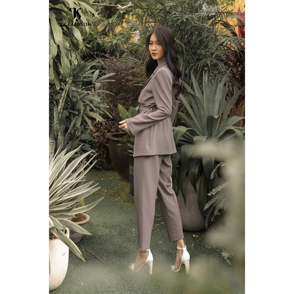 Quần nữ công sở ống đứng, cạp sệ, cài cúc thanh lịch, hàng thiết kế TK Fashion - QK K434
