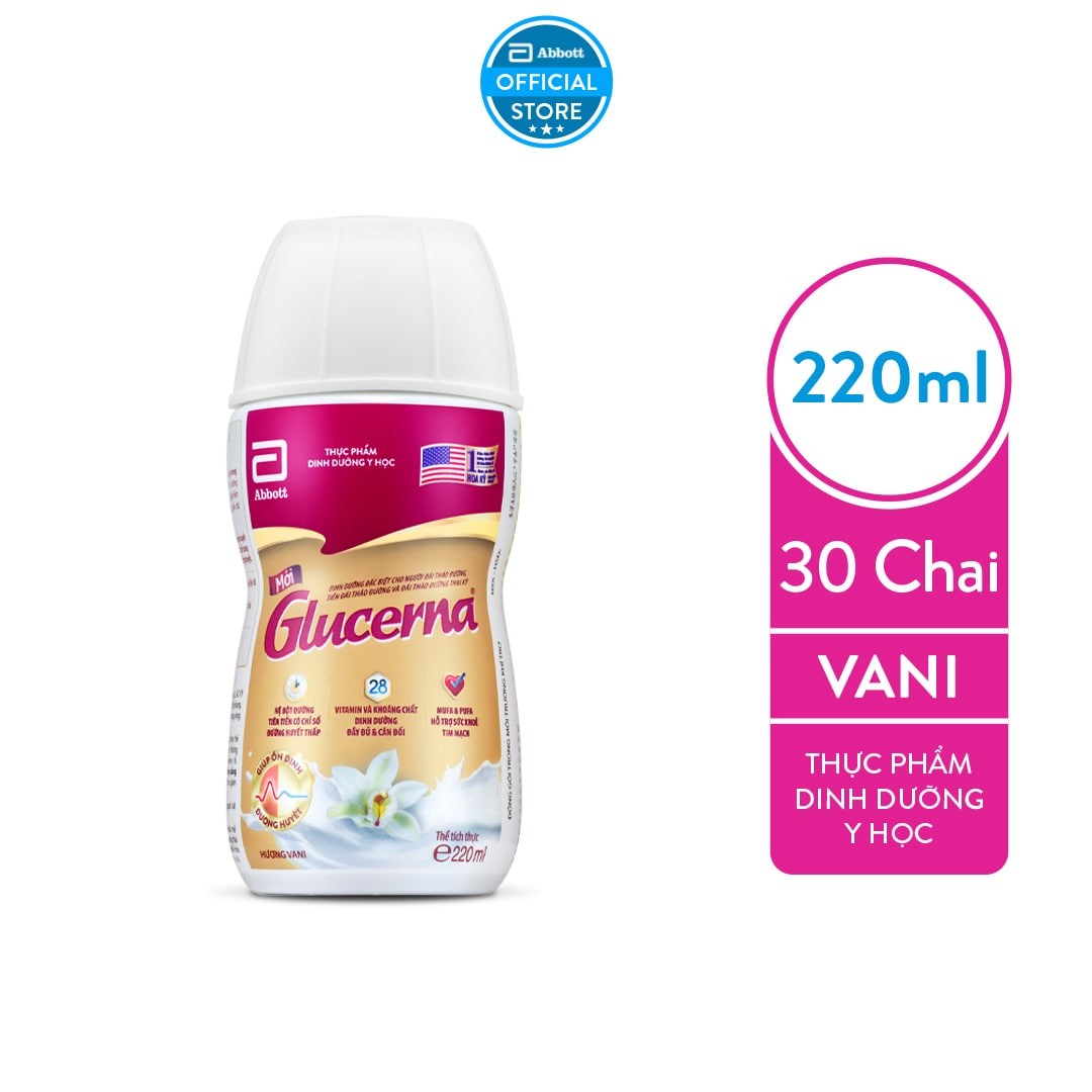 Thùng 30 Chai Sữa Nước Abbott Glucerna Vani 220ml