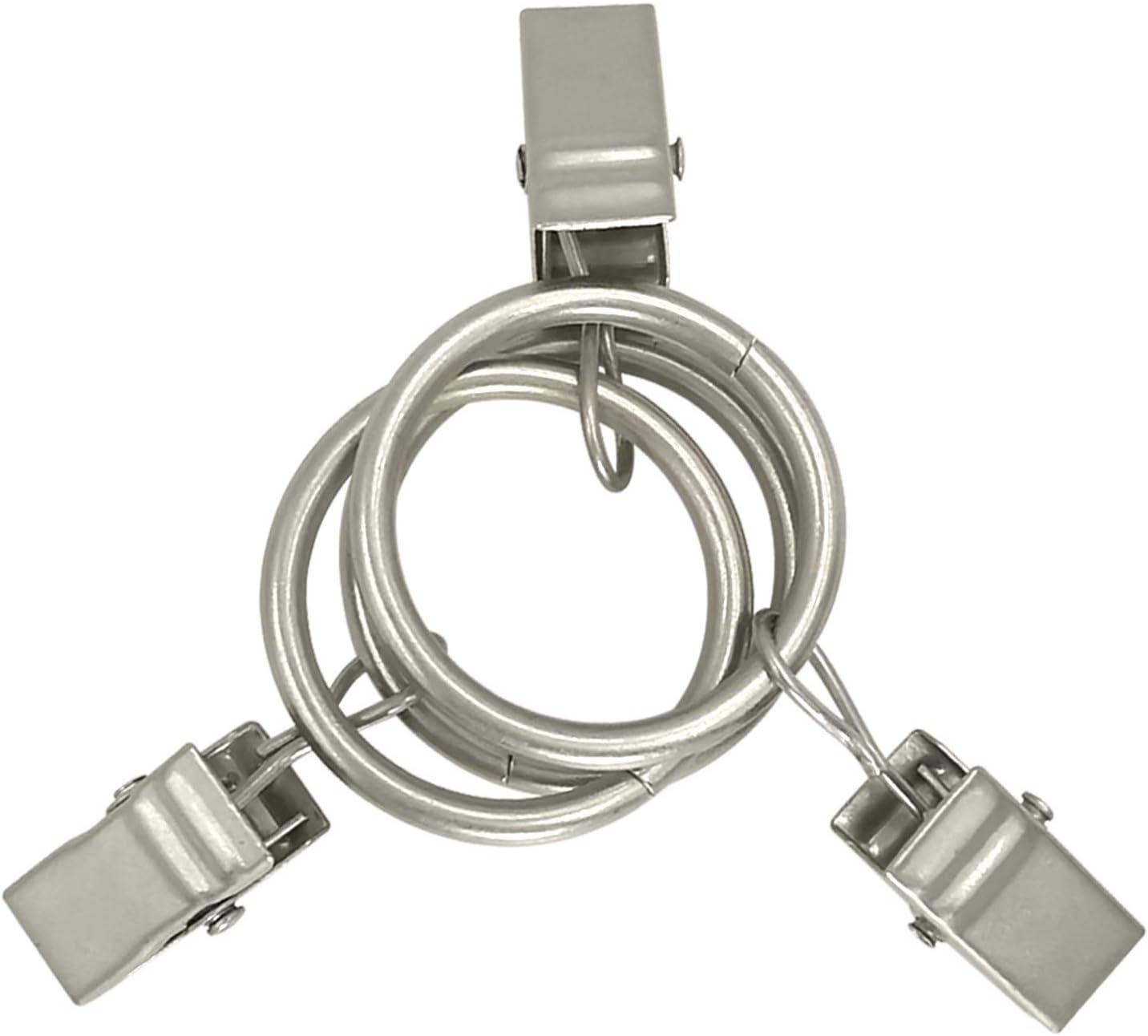 Vòng rèm kim loại 44 gói với các clip, clip móc rèm, đường kính bên trong 2,5cm bạc