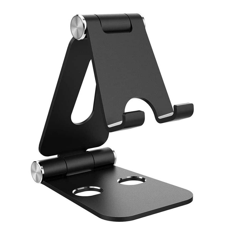 Đen - Giá đỡ Aluminum đa năng cho máy tính bảng điện thoại hiệu HOTCASE Dual Foldable Stand Holder hợp kim nhôm (thiết kế gọn nhẹ, tính di động cao, phù hợp nhiều dòng máy từ 3.5 inch trở lên) - Hàng nhập khẩu