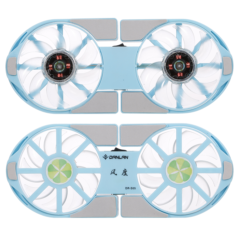 Tấm Làm Mát Máy Tính Xách Tay DR-S05 USB Với Quạt Đế Đôi, Màu Xanh Lam